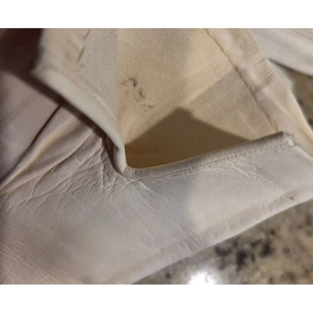 Vintage Womens Size S Off-White Leather Gloves Short Formal